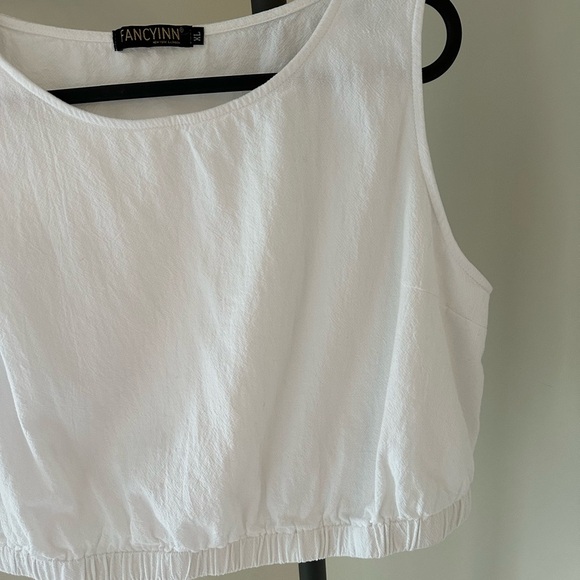 Fancyinn White Sleeveless Crop Tank Top - Picture 4 of 6